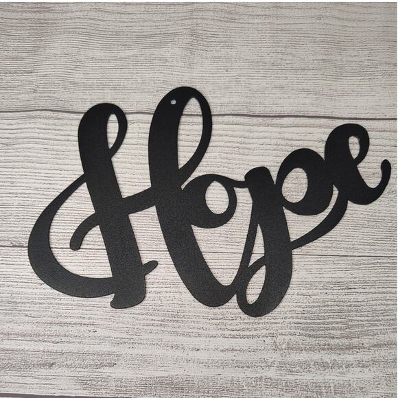 Black Cast Iron Flat Script Hope Sign for Decor or Craft - Picture 1 of 3